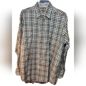 Men’s Large Long Sleeve Forsyth of Canada‎ Brown Plaid Dress shirt